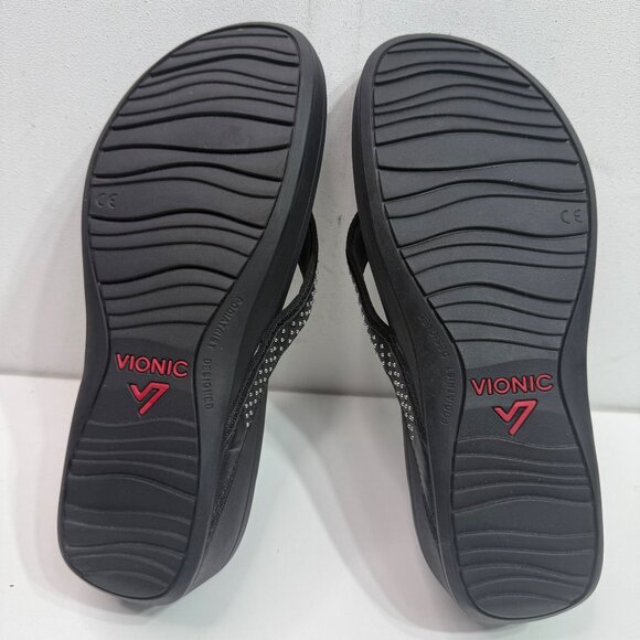 Vionic Womens Size 8 Black Studded Wedge Sandals - Picture 7 of 8
